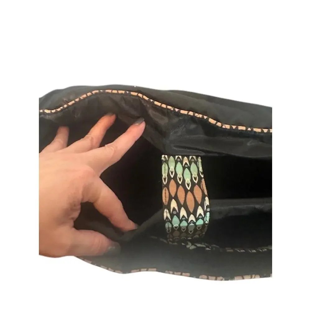 Vera Bradley Brown Multi-Color Sierra Stream Pattern Laptop Messenger Bag Women